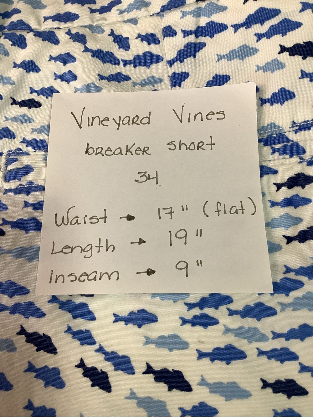 VINEYARD VINES Men's White Blue Breaker Shorts All Over Fish Print Size 34 - Picture 11 of 13